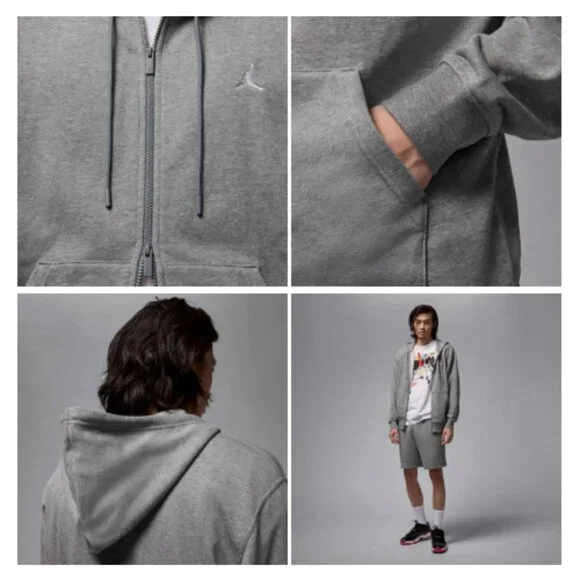 Jordan Brooklyn Men's Fleece Full Zip Hoodie Navy Blue Small